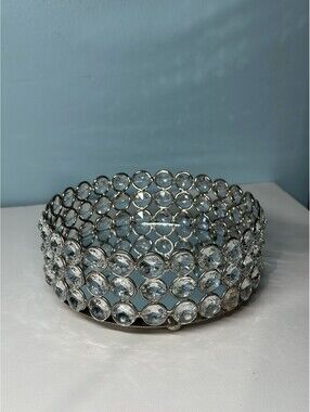 Rhinestone Wine/Candle Coasters From Z Gallerie Clear Faceted Bling 6"x2.5"